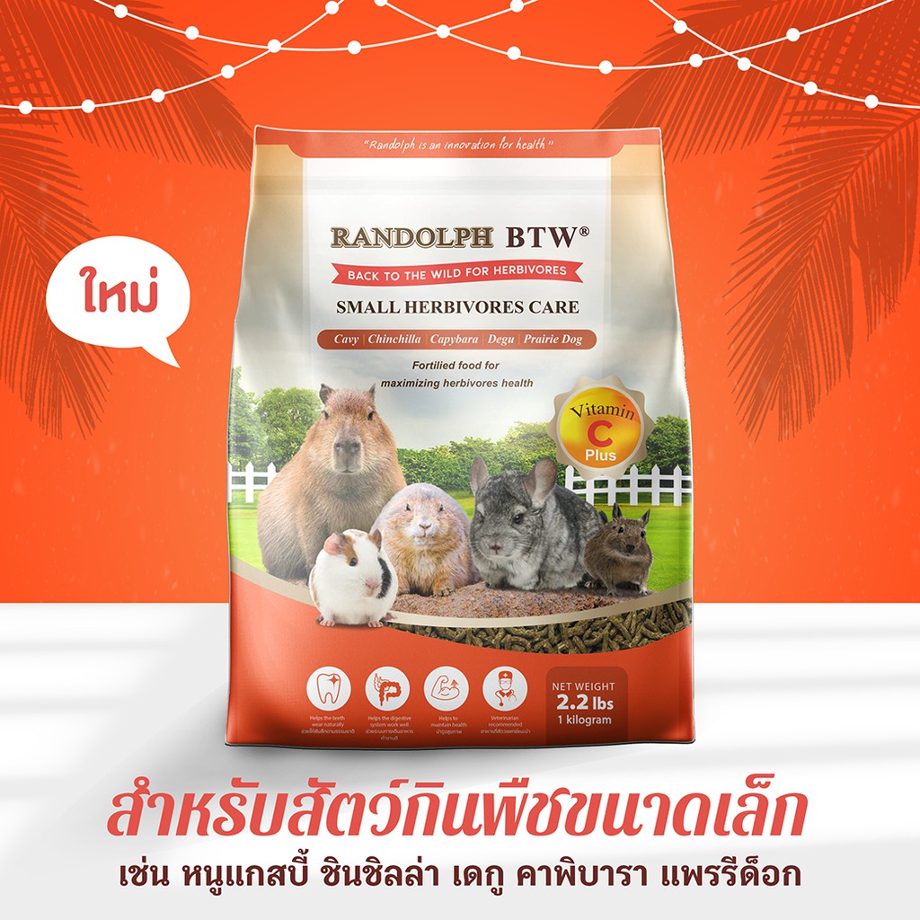 Randolph BTW Small Herbivores Care อาหาร​สำหรับสัตว์กินพืชขนาดเล็ก + เสริมวิตามินซี ราคา ถูกที่สุด ดีลบีเคเค แกลเลอรีภาพที่ 4
