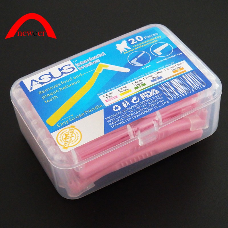 ASUS 20Pcs/Box L-type 0.6MM Orthodontic Toothbrush Interdental Brush Neweer