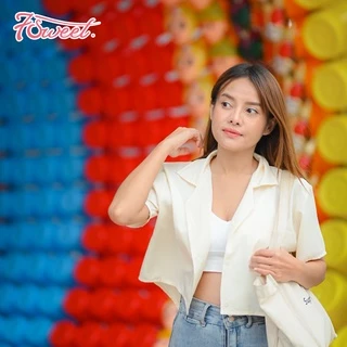 [Crop]12สี🌈เสื้อเชิ้ตครอป🌈 คอปก สีพื้น มินิมอล Size40,44 มีกระเป๋าหน้าอก Oversize เสื้อสาวอวบ สาวอ้วน เสื้อผู้หญิง⭐️