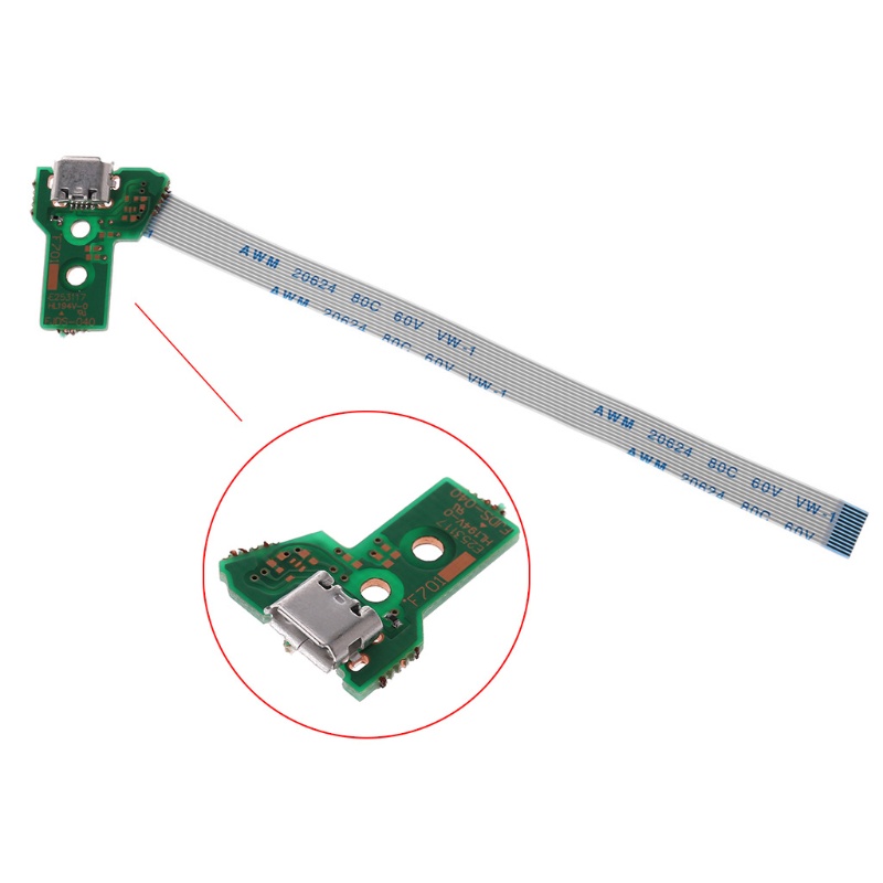 【3C】บอร์ดพอร์ตชาร์จ Usb แบบเปลี่ยน สําหรับคอนโทรลเลอร์ Jds-040 Ps4 พร้อมสายแพ 12Pin
