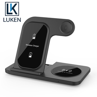 Luken แท่นชาร์จไร้สาย 15W Qi ชาร์จเร็ว สําหรับ iP 13 12 11 XS XR X 8 App Watch 7 SE 6 5 3 In 1 Airp Pro