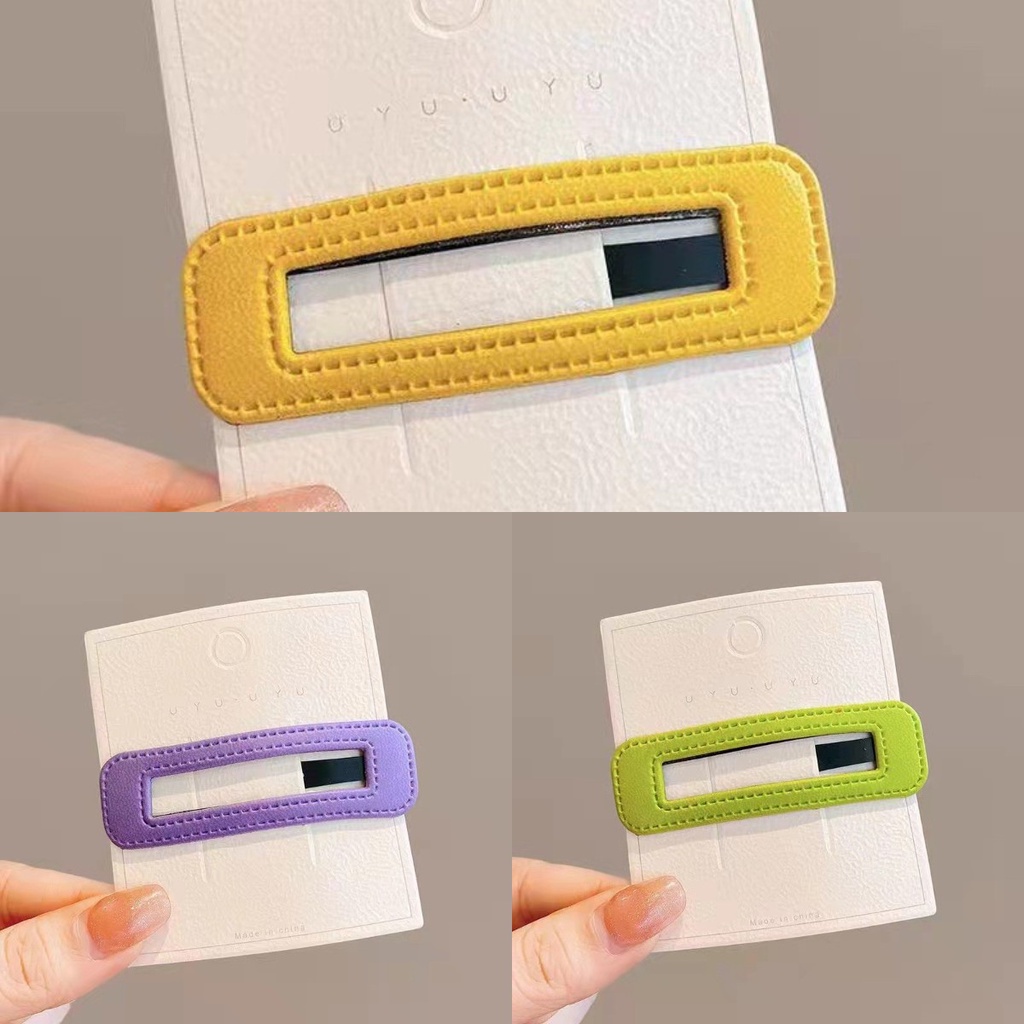 กิ๊บติดผมหนัง ทรงสี่เหลี่ยม สีแคนดี้ สไตล์เกาหลี สําหรับผู้หญิง - รูปที่ 7