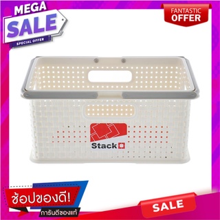 กล่องหูหิ้ว STACKO DW-220 29x19x13.3 ซม. สีขาว กล่องเก็บของ STORAGE BOX WITH HANDLES STACKO DW-220 29X19X13.3CM WHITE อุ