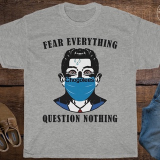 ถูกสุดๆเสื้อเชิ้ต ลาย Fear Everything Question Nothing สีแดงรหัสเต็ม