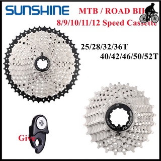 Sunshine เฟืองจักรยานเสือภูเขา 8 9 10 11 12 ความเร็ว 32 36 40 42 46 50 52T สําหรับ Shimano SRAM