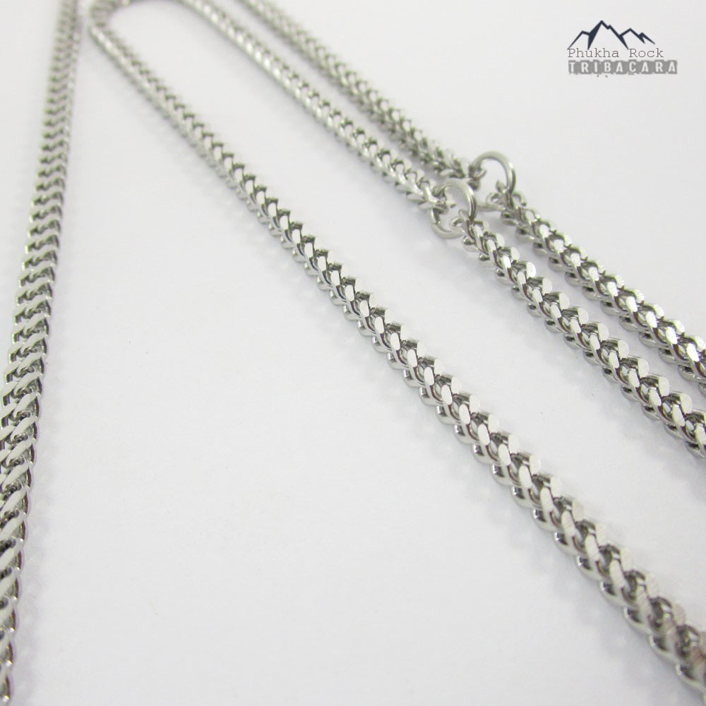 N07 ลายถักเหลี่ยม ขนาด 2.6 มม. ห้อยพระ 1 องค์ และ 3 องค์ สร้อยคอ ห้อยพระ สร้อยสแตนเลส สร้อยพระ stainless necklace