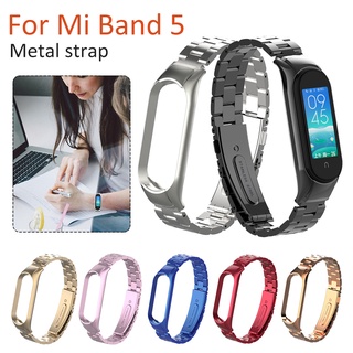 สายคล้องข้อมือสแตนเลสโลหะสําหรับ Xiaomi Mi Band 5 6 Xiaomi Miband 5