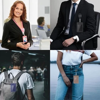 กระเป๋าสตางค์ หนัง PU ใส่บัตรประจําตัวประชาชน พร้อมช่องใส่บัตร 3 ช่อง สายคล้องคอ และสายคล้องคอ รอกม้วนป้าย แบบยืดหดได้