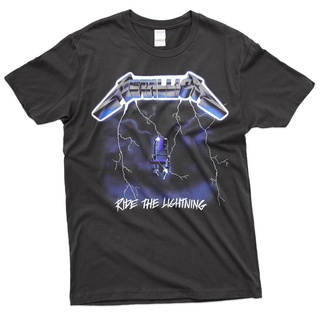 พร้อมส่ง เสื้อยืด ผ้าฝ้าย 100% พิมพ์ลาย Metallica Ride The Lightning สไตล์วินเทจ ขนาดใหญ่ พลัสไซซ์ สีดํา สําหรับผู้ชาย