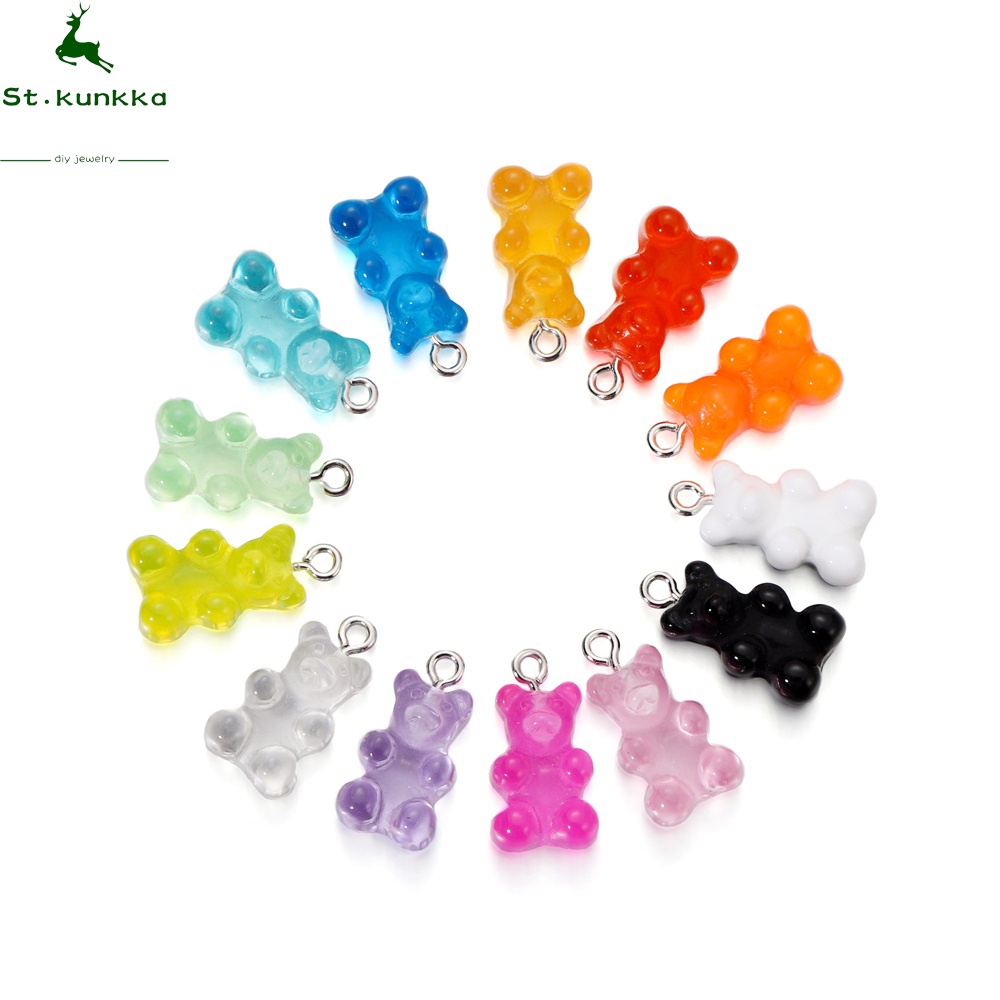 St.kunkka 10 ชิ้นน่ารักเรซิ่น Candy Gummy Bear จี้ต่างหู, สร้อยคอ, พวงกุญแจสําหรับผลการค้นหาเครื่องประดับ DIY อุปกรณ์เสริม