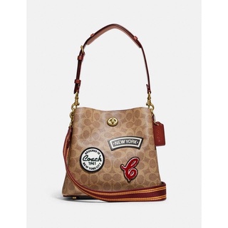 Coach Willow Bucket Bag In Signature Canvas With Patches