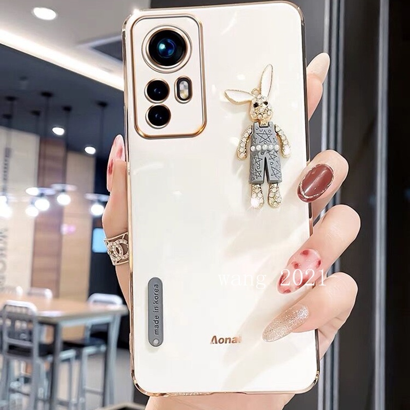 2022 New Casing Xiaomi 12T Pro 12 Lite POCO M5s C40 เคส Phone Case Straight Edge Plating with Trendy Rabbit Ultra-thin Silicone Soft Back Cover เคสโทรศัพท #8