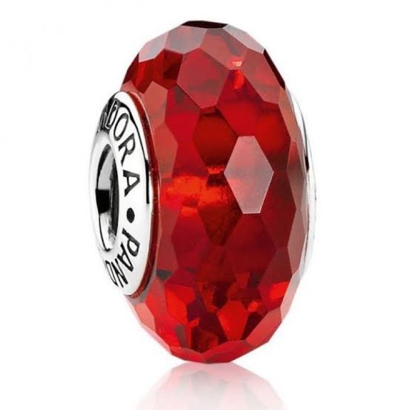💥พร้อมส่ง💥Used like new PANDORA Murano glass Red Faceted❤️🌈 มูราโน่สีแดง