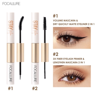 Focallure 2 IN 1 มาสคาร่ามาสคาร่าหนาและดัดกันน้ำและไพรเมอร์ขนตาไฟเบอร์มาสคาร่า