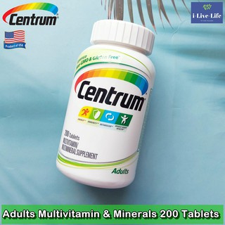 34% Sale!!! EXP: 05/2023 วิตามินรวม ผู้ใหญ่ Adults Multivitamin &amp; Minerals 200 Tablets (Centrum®) Complete from A-Zinc