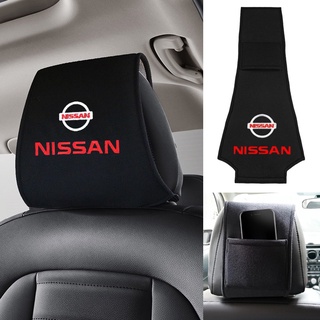 นิสสัน เบาะพิงศีรษะปกPUมีโลโก้ 1/2ชิ้น Nissan Nismo Auto Seat Headrest Kicks March Almera Navara March Terra Note Sunny Sylphy นิสสันปลอกหมอนรองคอสําหรับรถยนต์