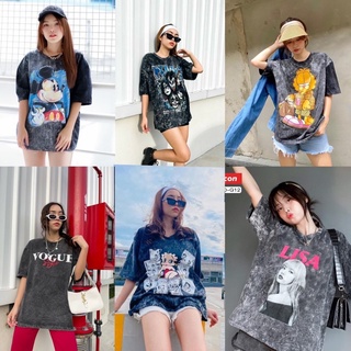 🌟st.f_shop🌟เสื้อผ้าคอตตอนฟอกงานOversize พิมลาย หลากหลาย สกรีนสวย ทุกแบบ งานUnisex อก44-46  😀ยาว 29”