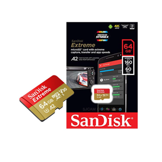 SanDisk Extreme microSD SDXC UHS-I A2 64GB (SDSQXA2-064G-GN6MN) อ่าน 160MB/s เขียน 60MB/s กล้องแอคชั่น โทรศัพท์ แท็บเลต