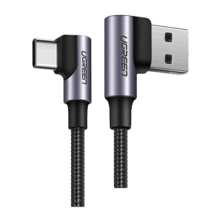 Ugreen สายชาร์จ USB C 90 องศา Type C QC ชาร์จเร็ว 2.0 3.0 สําหรับ iPad Pro Samsung Galaxy LG Nintendo