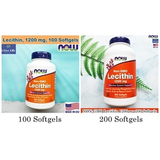 Now Foods - NON-GMO Lecithin 1200 mg 100 or 200 Softgels เลซิตินจากถั่วเหลือง Soy Lecithin