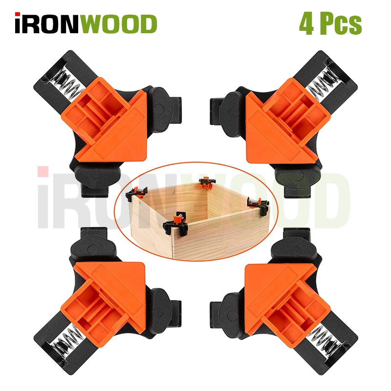 iRon Wood ชุดแคลมป์ 90 องศา เข้ามุม ปากกาจับชิ้นงาน 4 ชิ้น พลาสติกคุณภาพสูง แบบปรับได้ คลิปจับงาน สำหรับงานเฟอร์นิเจอร์