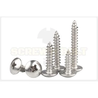 น็อต สกรู หัวร่ม หัวกระทะ แฉก T+ สแตนเลส 304 เกลียวปล่อย M6 / Truss an Head Phillip Tapping Screw