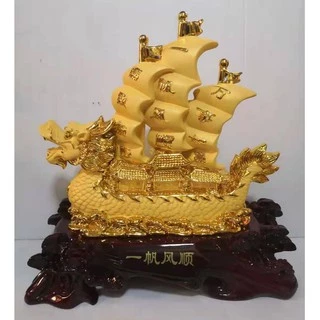 เรือสำเภา สำเภาหัวมังกร เรือมังกร สูง 12 / 17 / 24นิ้ว เรซิ่นทรายทอง การค้าขายรุ่งเรือง เสริมการค้า ของมงคลเสริมฮวงจุ้ย