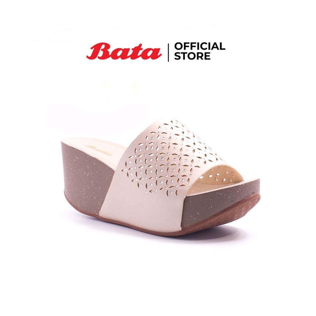 Bata LADIES'HEELS รองเท้าส้นตึก WEDGE(OVER 55MM) แบบสวม ส้นสูง 2.5 นิ้ว สีขาว รหัส 7618752