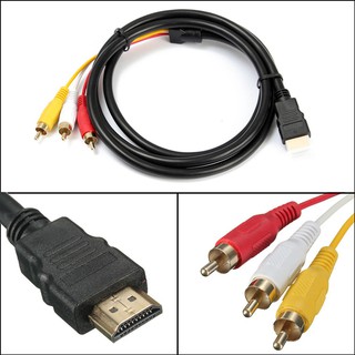 5 ฟุต 1.5เมตร 1080P HDTV HDMI Male to 3 RCA อะแดปเตอร์สายเคเบิ้ลเสียง วิดีโอ AV