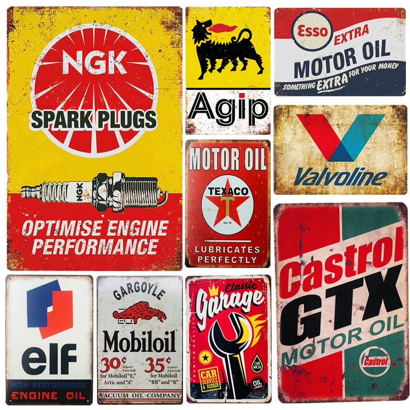 2024 รถโรงรถ Castrol ป้ายเหล็กโลหะดีบุกป้ายตกแต่ง Gargae รถ Club โลหะโล่ตกแต่ง Shabby Retro Craft สติ๊กเกอร์ผนังตกแต่ง
