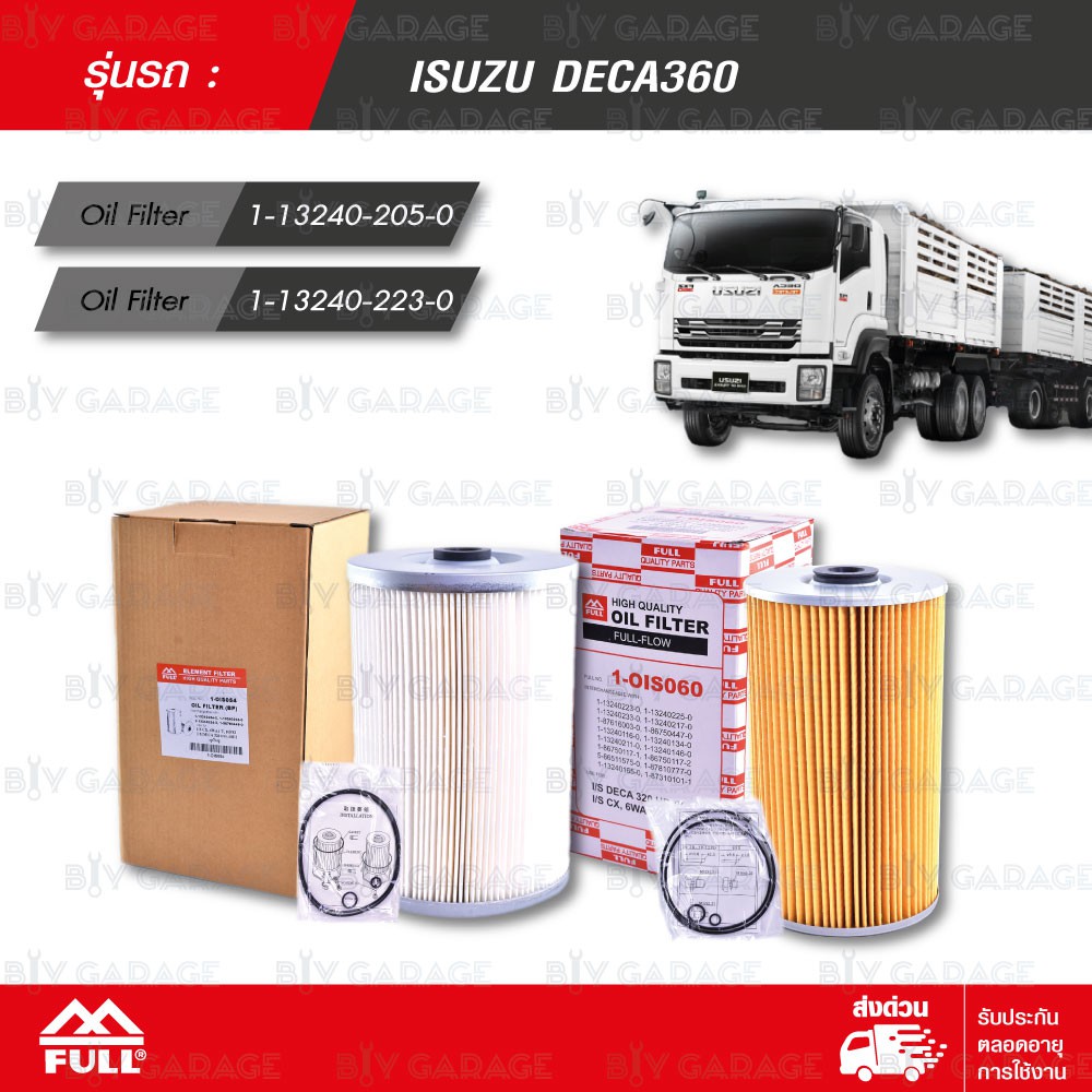 FULL ชุดกรองเครื่อง ใช้สำหรับ ISUZU DECA 360 [ 1-OIS054, 1-OIS060 ]