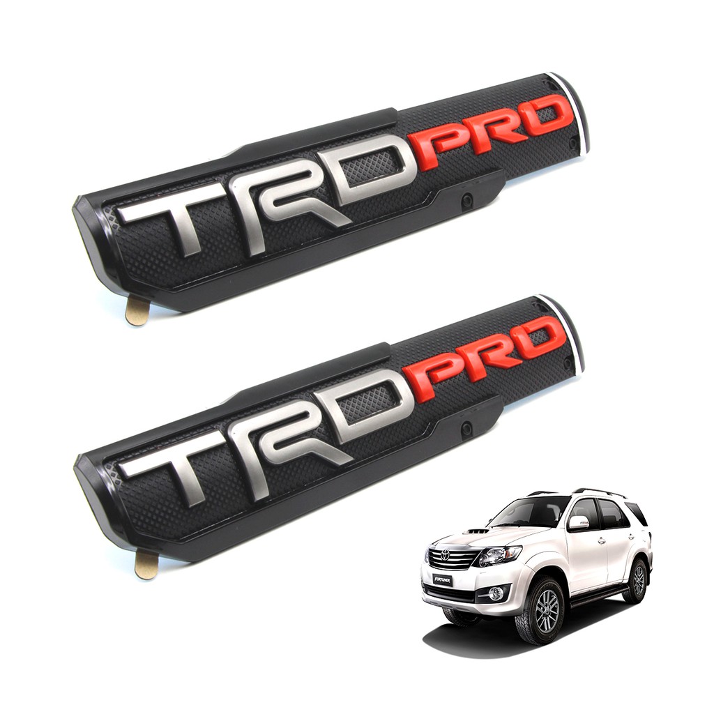 Logo โลโก้ "TRD PRO" โลโก้ติดท้าย โลติดข้างรถ สีโครเมี่ยม,แดง สำหรับ Toyota Hilux Fortuner Camry Corolla ปี 2000-2018