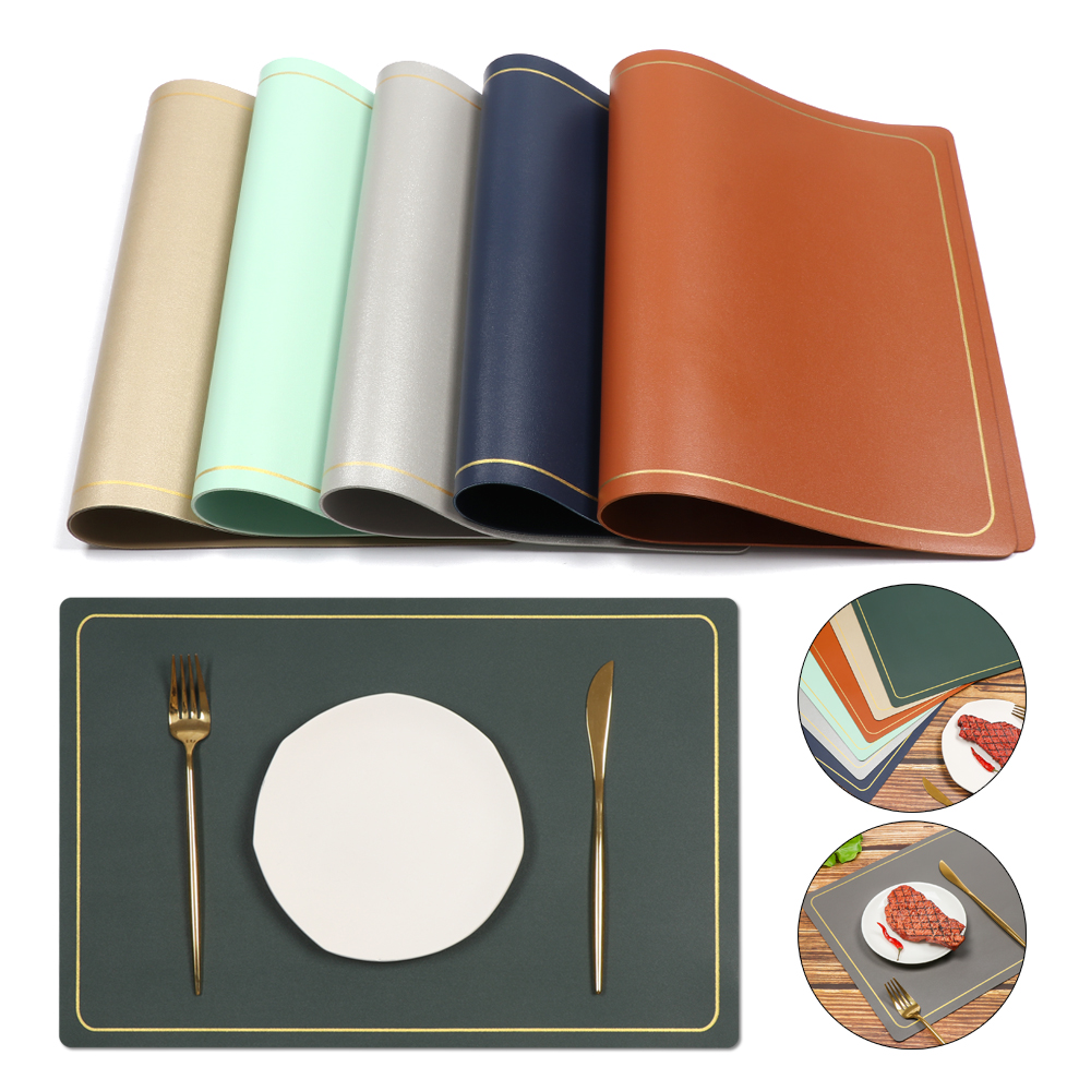 SUHE Home Dining PU Leather Round Table Mat Placemat Heat Insulation ...