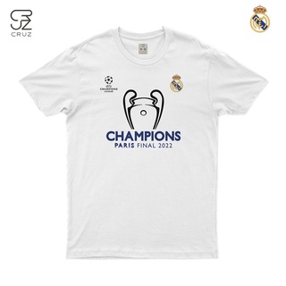 เสื้อยืดผ้าฝ้ายพิมพ์ลายเสื้อเชิ้ต ลายทีมฟุตบอล Real Madrid UCL Winner Paris สําหรับผู้ชาย และผู้หญิง S-4XL