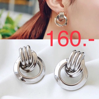 (พร้อมส่ง) ต่างหูติดหู สีเงิน WC01