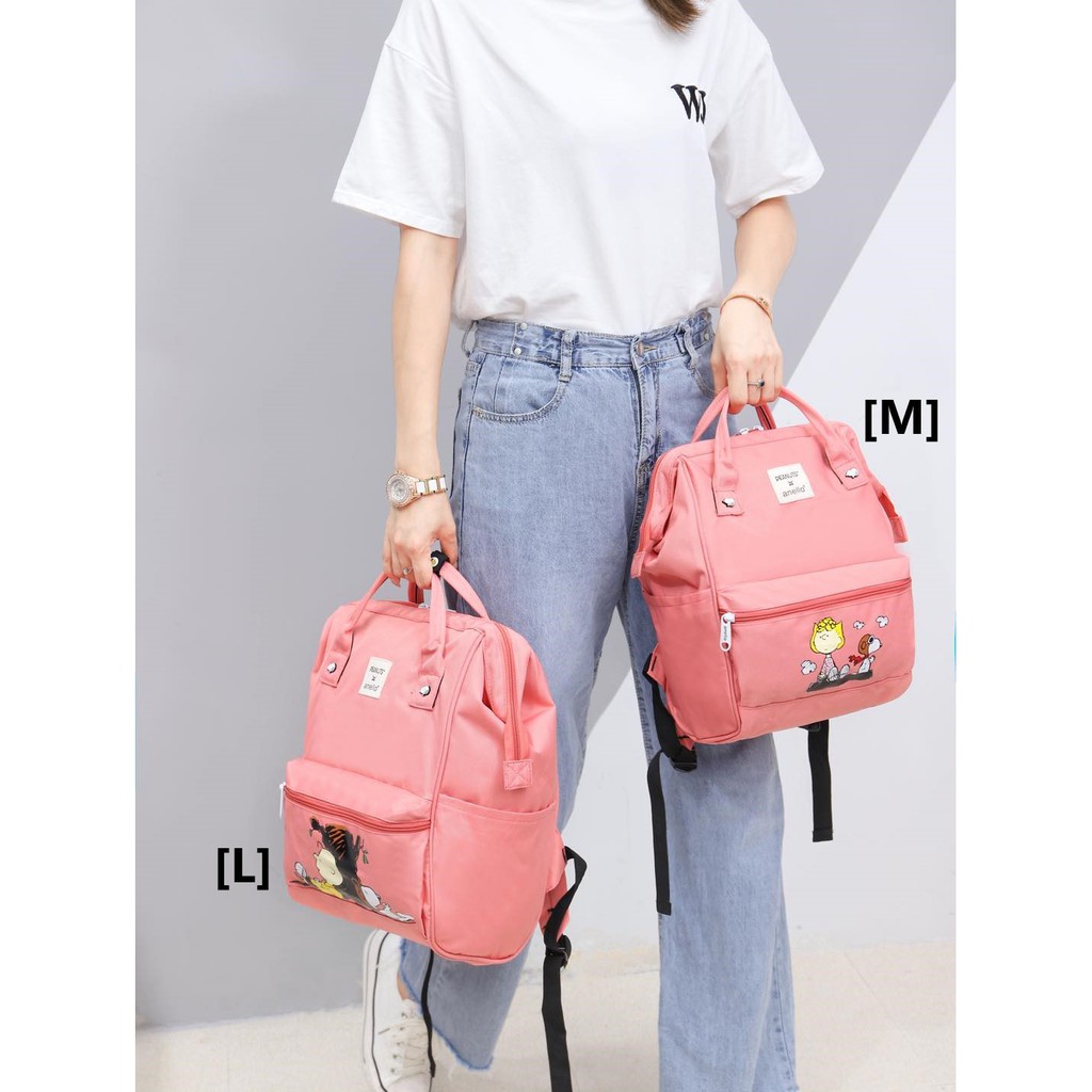 ❤️แบบใหม่  anello x PEANUTS กระเป๋าเป้แฟชั่น สนูปี้ ผ้ากันน้ำ ใส่ของได้เยอะ พร้อมส่ง
