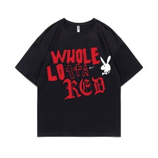 ใหม่ เสื้อยืดลําลอง ผ้าฝ้าย 100% แขนสั้น พิมพ์ลาย Playboi Carti Whole Lotta สีแดง สไตล์ฮิปฮอป แฟชั่นสําหรับผู้ชาย และผู้