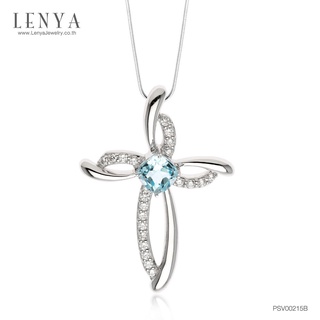 Lenya Jewelry จี้เงินแท้ ประดับด้วยพลอยบลูโทแพซ (Blue Topaz) และ CZ