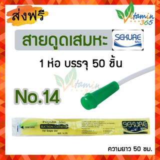 (เบอร์ 14) SEKURE สายดูดเสมหะ Suction Catheter ห่อบรรจุ 50 เส้น