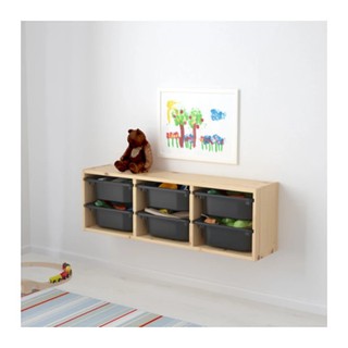 TROFAST ตู้ลิ้นชักแขวนผนัง Wall storage 93*21*30 cm (ไม้สน-ดำ)