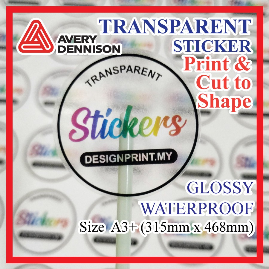 TRANSPARENT OPP Sticker Print & Cut ถึงรูปร่าง, Cetak & Potong Glossy See Thru Sticker Avery Denniso
