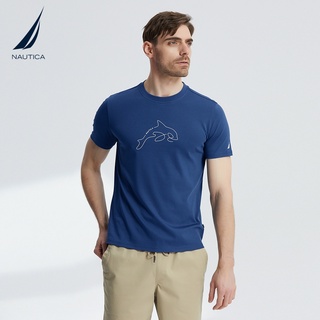 Nautica / Nordika ใหม่ เสื้อยืดลําลอง ผ้าฝ้าย แขนสั้น คอกลม เป็นมิตรกับผิว เหมาะกับฤดูใบไม้ผลิ และฤดูร้อน สําหรับผู้ชาย