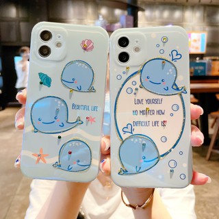 น่ารัก มีเสน่ห์ ปลาวาฬสีน้ำเงิน เคสโทรศัพท์ เคส iPhone 13 pro max 12 pro max 12 11 pro max  เคสมือถือ เคส ไอโฟน ip 7p 8plus 7plus xr xs x max case ใหม่ หญิง คู่ ซิลิก้าเจล เปลือกนิ่ม เคส