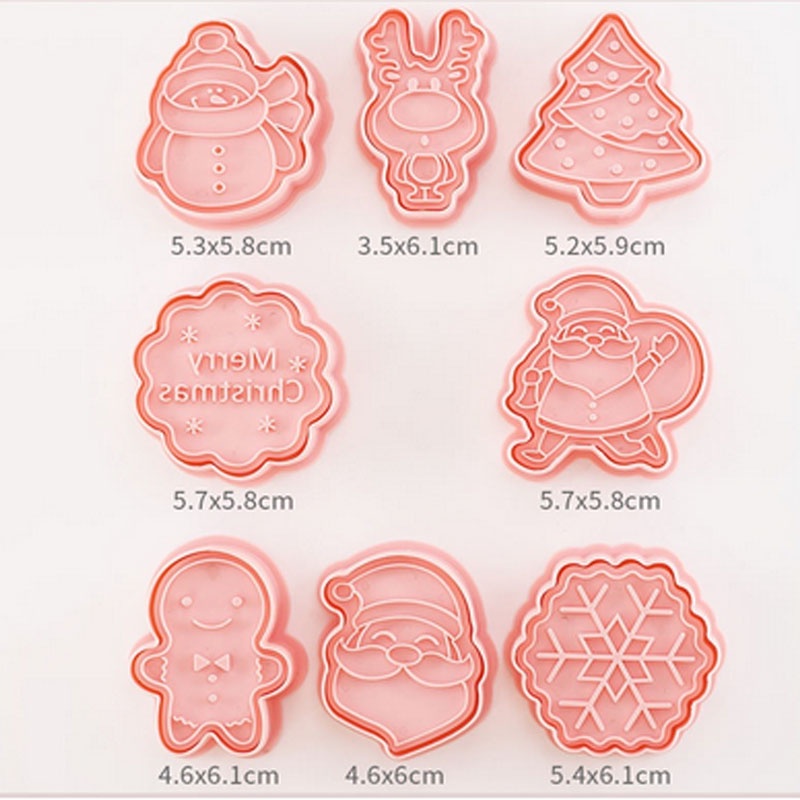 แม่พิมพ์คุกกี้คริสต์มาส/วาเลนไทน์ DIY เลือกชุดตก แต่งได้หลายชุด 8PCS พิมพ์คุกกี้ 3D แม่พิมพ์คุกกี้ เครื่องมืออบ - รูปที่ 2