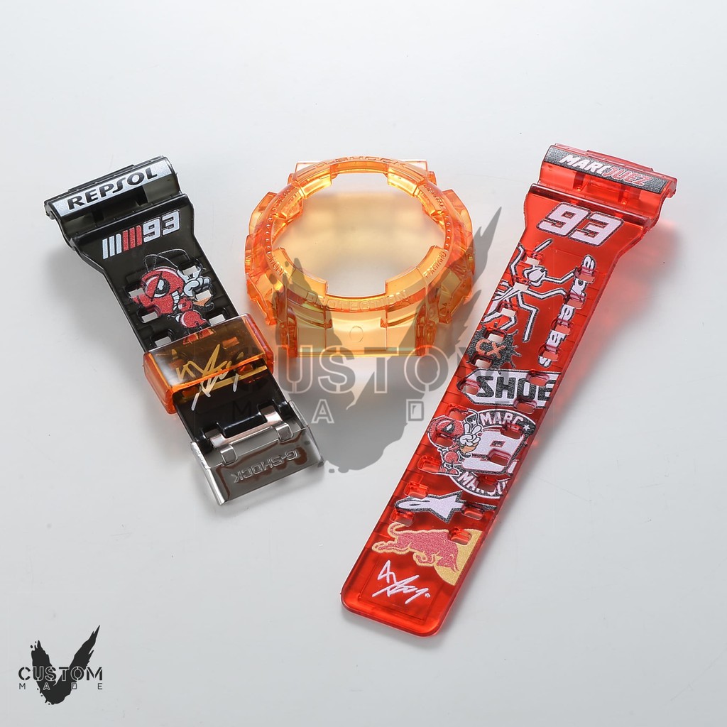 (Vcustom) GA / GD / GAX / GLX -100 ,110 , 120 CUSTOM PRINTING " MARQUEZ 93 " BAND AND BEZEL WATCH ST