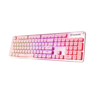 NUBWO NK-32 FORTUNE PINK EDITION คีย์บอร์ดเล่นเกมส์ สีชมพู ไฟสีรุ้ง