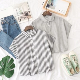 [พร้อมส่ง] เสื้อคอบัว แขนล้ำ S M L เสื้อสไตล์ญี่ปุ่น มินิมอล มูจิ ผ้าสาลู 2 ชั้น Herbie style