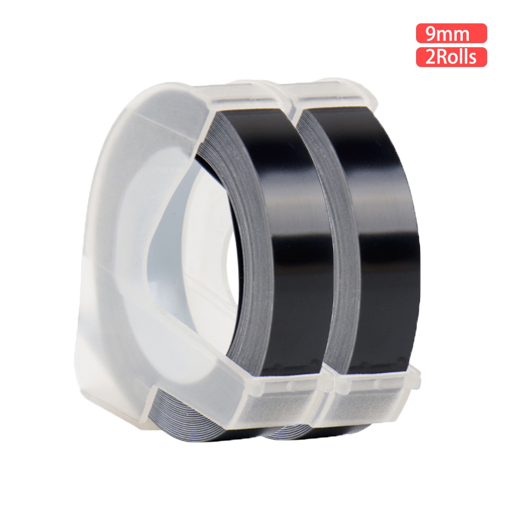 2 ม้วน 9 มม.ป้าย Dymo 3D พลาสติกลายนูนเทปสําหรับลายนูนป้าย Maker PVC LABEL DYMO 1610 12965 1880 1540