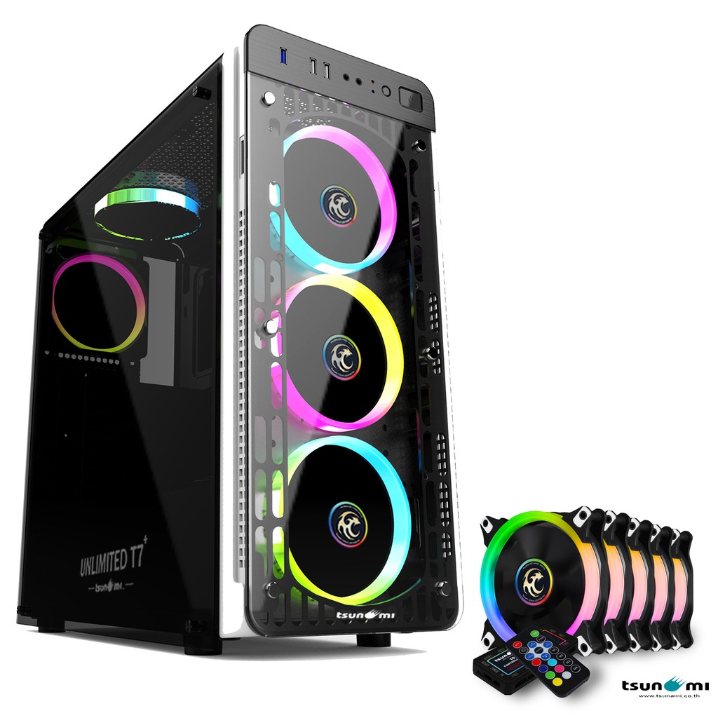 Tsunami Unlimited Series T7 Gaming Case With Circle Rgb Cooling