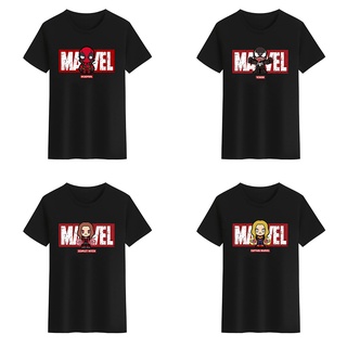 เสื้อยืดคอกลม พิมพ์ลาย Marvel Venom Captain Marvel Wanda Deadpool สีดํา สีขาว สําหรับผู้ชาย และผู้หญิง ทุกเพศS-5XL